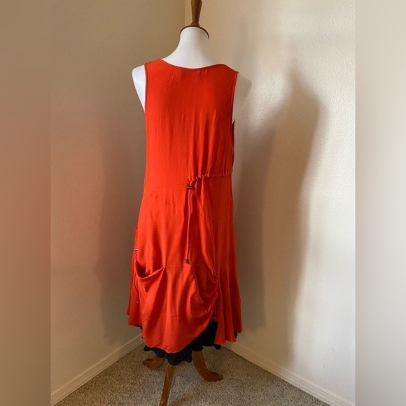 Derek Lam Women’s Silk Dress Red & Black Size 8 Knee Length Flowy Layered Dress - Picture 3 of 10